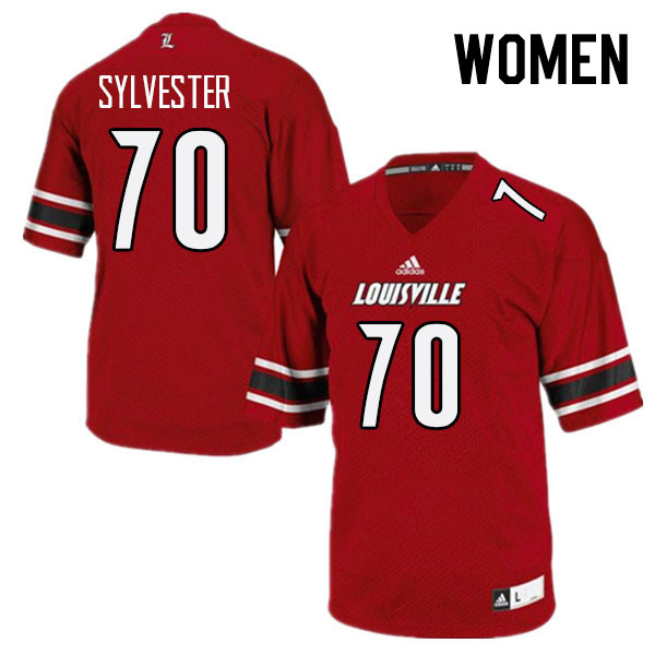 Women #70 Trevonte Sylvester Louisville Cardinals College Football Jerseys Stitched Sale-Red - Click Image to Close